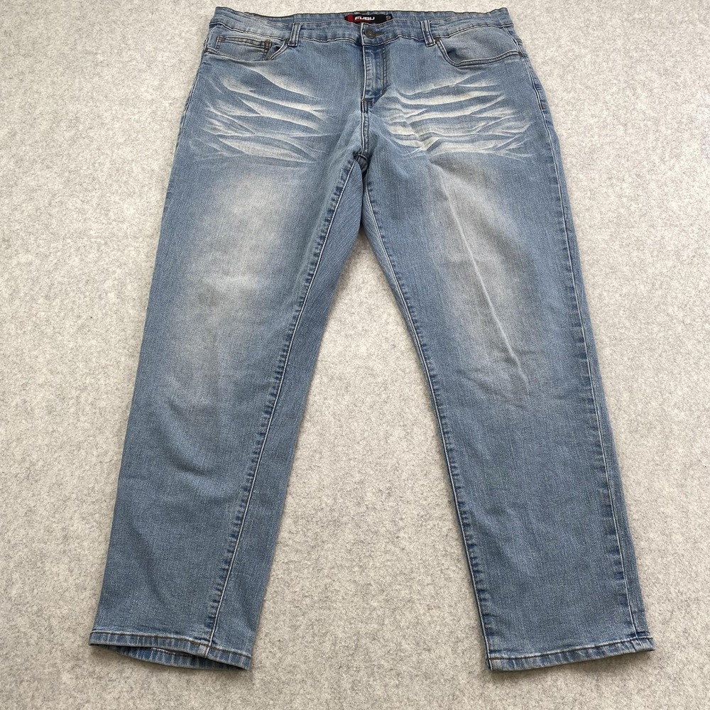 FUBU Jeans Mens 42x30 (40x29) Blue Light Wash Relaxed Straight Denim Big & Tall